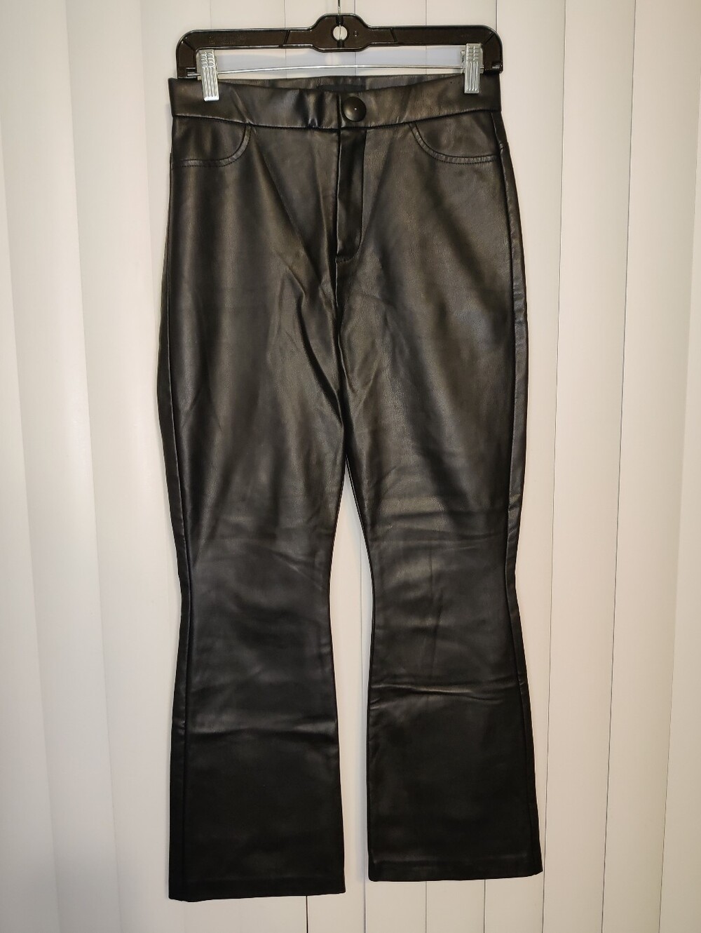 Zara Black Faux Leather Flare Pants